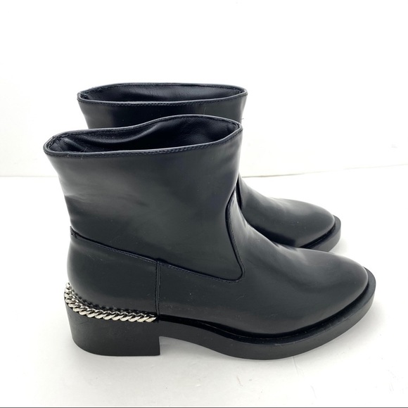 Zara Vegan Leather Moto Platform Ankles Boots BK - Picture 5 of 12